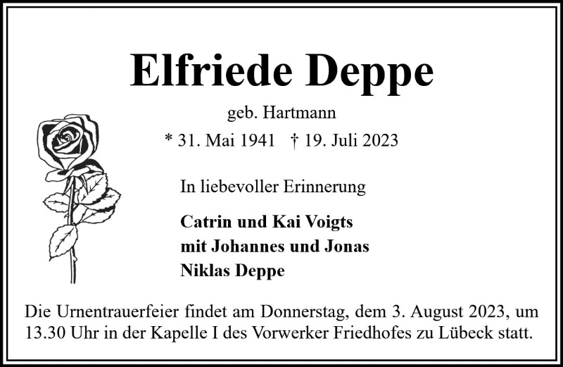Erinnerungsbild für Elfriede Deppe
