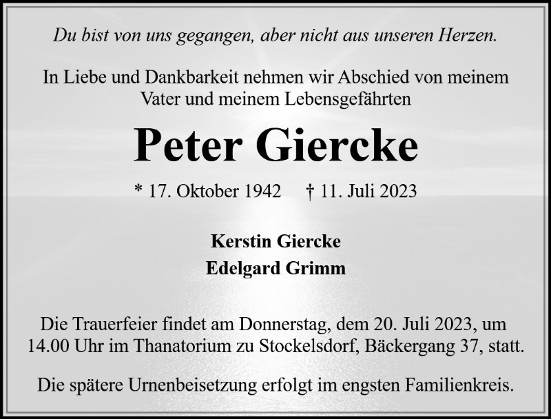 Erinnerungsbild für Peter Giercke