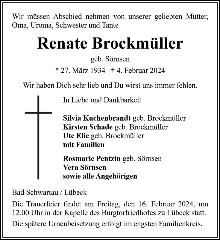 Erinnerungsbild für Renate Brockmüller